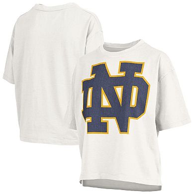 Women's Pressbox White Notre Dame Fighting Irish Big Canvas Puff Castillo Motley Slub T-Shirt