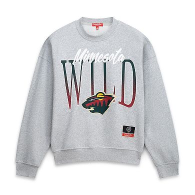 Women's Mitchell & Ness Heather Gray Minnesota Wild Hockey Night Sweatshirt