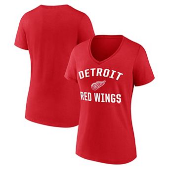 Women's Logo Athletic Red Detroit Red Wings Arch Victory V-Neck T-Shirt