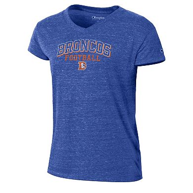 Women's Champion Royal Denver Broncos Triumph Tri-Blend V-Neck T-Shirt