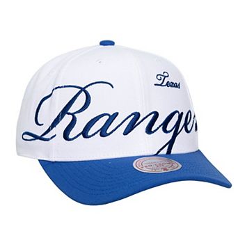 Unisex Mitchell & Ness White/Royal Texas Rangers XL Script Pro Crown Snapback Hat