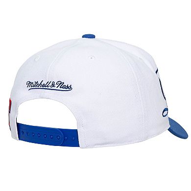 Unisex Mitchell & Ness White/Royal Texas Rangers XL Script Pro Crown Snapback Hat