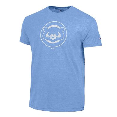 Men's Champion Light Blue Chicago Cubs Tri-Blend T-Shirt