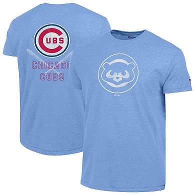 Men's Champion Light Blue Chicago Cubs Tri-Blend T-Shirt