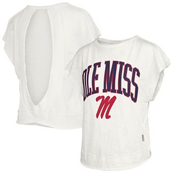 Women's Pressbox Cream Ole Miss Rebels Nelson Movement Open Back Slub T-Shirt