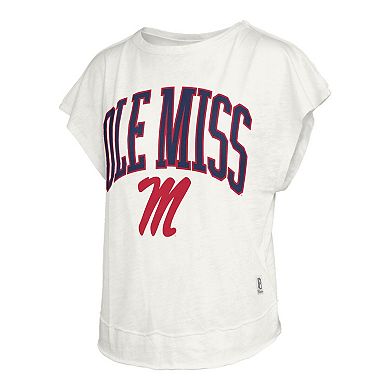 Women's Pressbox Cream Ole Miss Rebels Nelson Movement Open Back Slub T-Shirt