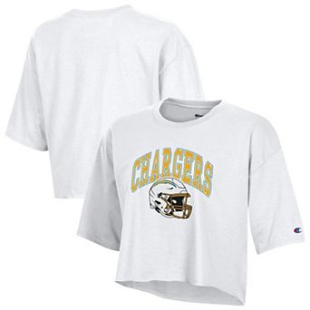 Women's Champion White Los Angeles Chargers Boyfriend Cropped T-Shirt