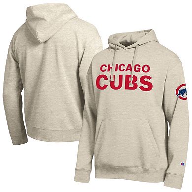 Men's Champion Oatmeal Chicago Cubs All Star Chenille Patch Hoodie