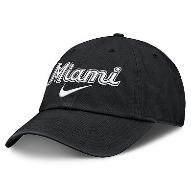 Men's Nike Black Miami Marlins Primetime Club Adjustable Hat