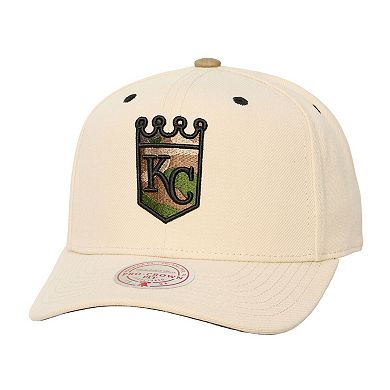 Unisex Mitchell & Ness Cream Kansas City Royals Camo Logo Pro Crown Snapback Hat