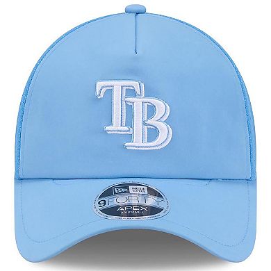 Men's New Era Light Blue Tampa Bay Rays 2026 Batting Practice Apex 9FORTY Adjustable Trucker Hat