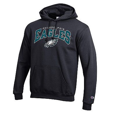 Men's Champion Black Philadelphia Eagles Powerblend Arch over Logo Hoodie