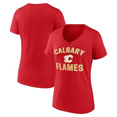 Women's Logo Athletic Red Calgary Flames Arch Victory V-Neck T-Shirt