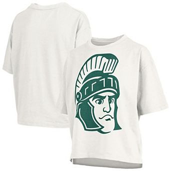 Women's Pressbox White Michigan State Spartans Big Canvas Puff Castillo Motley T-Shirt