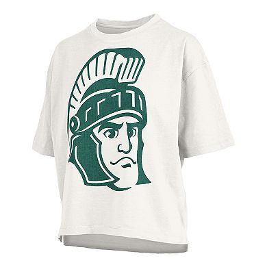 Women's Pressbox White Michigan State Spartans Big Canvas Puff Castillo Motley T-Shirt