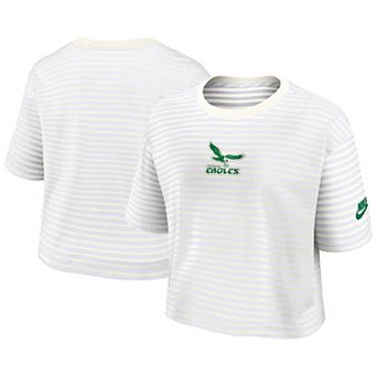 Women's Nike Yellow/Cream Philadelphia Eagles Striped Cropped T-Shirt