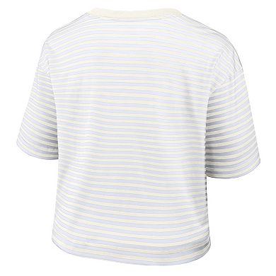 Women's Nike Yellow/Cream Philadelphia Eagles Striped Cropped T-Shirt
