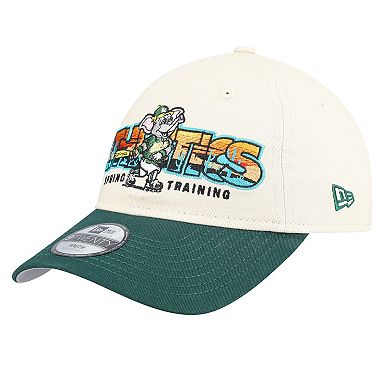 Youth New Era Stone/Green Athletics 2026 Spring Training Fan Pack Batter 9TWENTY Adjustable Hat