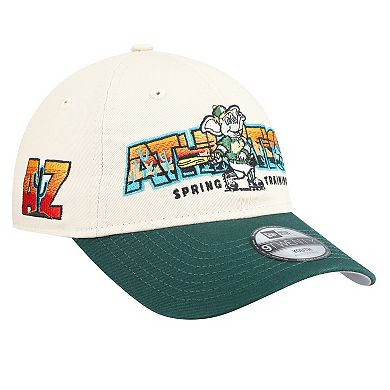 Youth New Era Stone/Green Athletics 2026 Spring Training Fan Pack Batter 9TWENTY Adjustable Hat