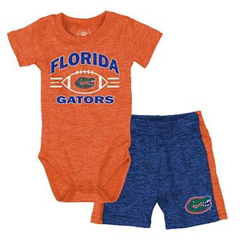 Infant Wes & Willy Orange Florida Gators Cloudy Yarn Bodysuit & Shorts Set
