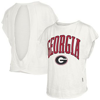 Women's Pressbox Cream Georgia Bulldogs Nelson Movement Open Back Slub T-Shirt