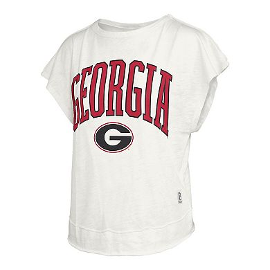 Women's Pressbox Cream Georgia Bulldogs Nelson Movement Open Back Slub T-Shirt