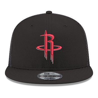 Men's New Era Black Houston Rockets Core Logo Meshback 9FIFTY Snapback Hat