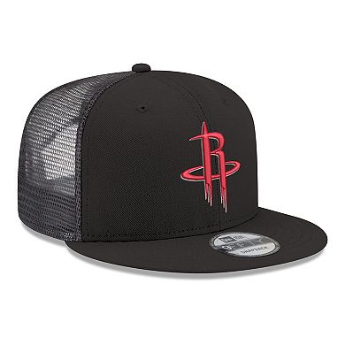 Men's New Era Black Houston Rockets Core Logo Meshback 9FIFTY Snapback Hat