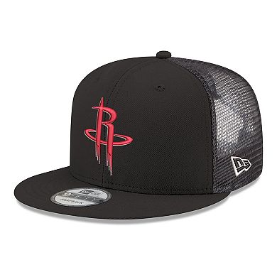 Men's New Era Black Houston Rockets Core Logo Meshback 9FIFTY Snapback Hat