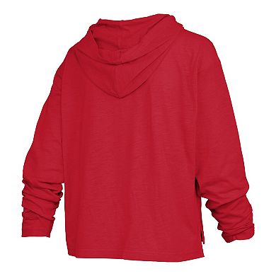 Women's Pressbox Scarlet Ohio State Buckeyes Nelson Arch Over Logo Long Sleeve Hooded Slub T-Shirt