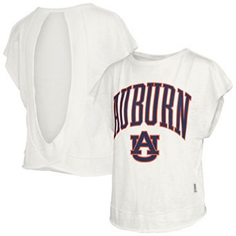Women's Pressbox Cream Auburn Tigers Nelson Movement Open Back Slub T-Shirt