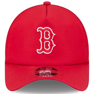 Men's New Era Red Boston Red Sox 2026 Batting Practice Apex 9FORTY Adjustable Trucker Hat