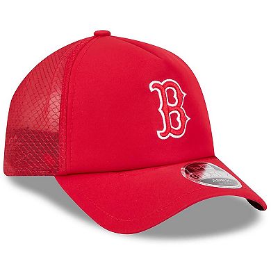 Men's New Era Red Boston Red Sox 2026 Batting Practice Apex 9FORTY Adjustable Trucker Hat