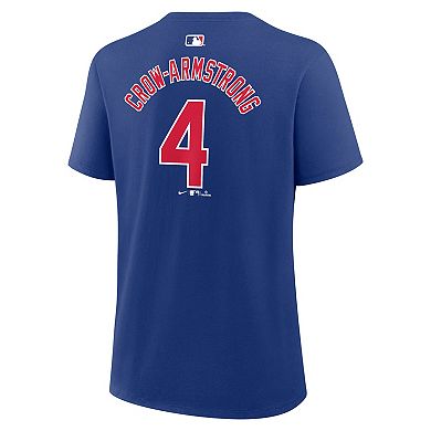 Women's Nike Pete Crow-Armstrong Royal Chicago Cubs Name & Number T-Shirt