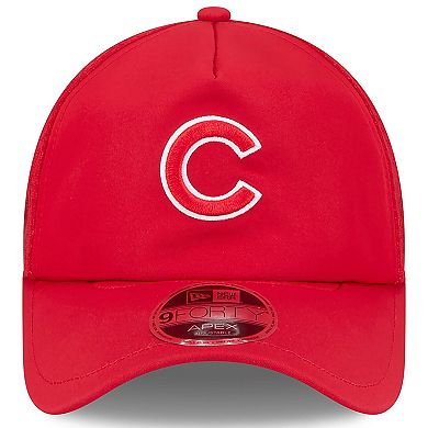 Men's New Era Red Chicago Cubs 2026 Batting Practice Apex 9FORTY Adjustable Trucker Hat