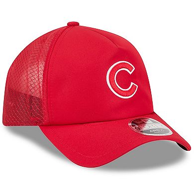 Men's New Era Red Chicago Cubs 2026 Batting Practice Apex 9FORTY Adjustable Trucker Hat