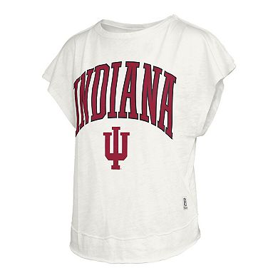 Women's Pressbox Cream Indiana Hoosiers Nelson Movement Open Back Slub T-Shirt