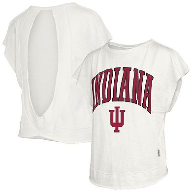 Women's Pressbox Cream Indiana Hoosiers Nelson Movement Open Back Slub T-Shirt