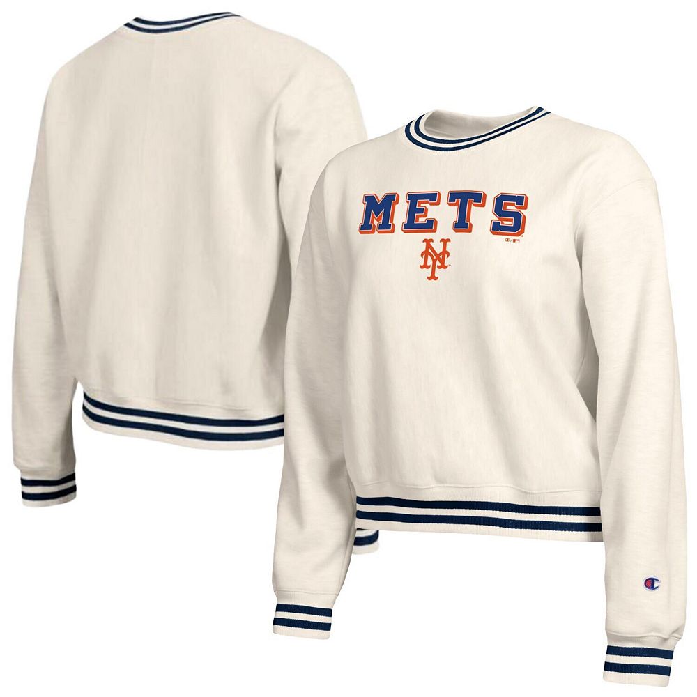 【未開封】MLB公式 ニューヨーク・メッツ レディース クロップドスウェット Women's Champion Cream New York Mets Reverse Weave Sweatshirt