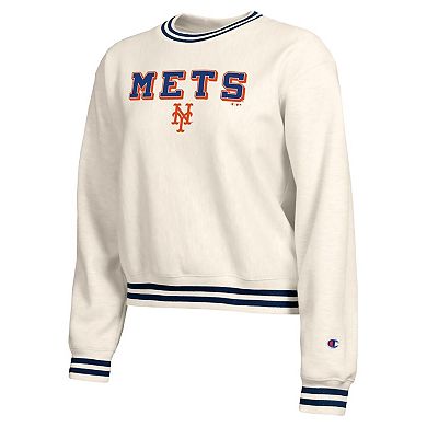 Women's Champion Cream New York Mets Reverse Weave Sweatshirt