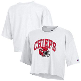 Women's Champion White Kansas City Chiefs Boyfriend Cropped T-Shirt