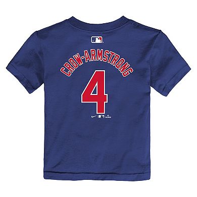 Infant Nike Pete Crow-Armstrong Rush Blue Chicago Cubs Name & Number T-Shirt