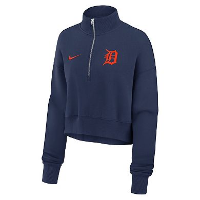 Women's Nike Navy Detroit Tigers Primetime Phoenix Fleece Half-Zip Sweatshirt
