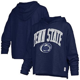 Women's Pressbox Navy Penn State Nittany Lions Nelson Arch Over Logo Long Sleeve Hooded T-Shirt