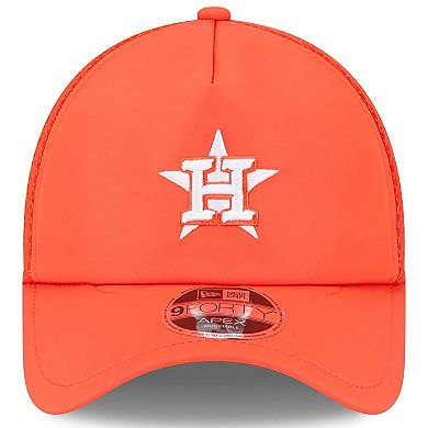 Men's New Era Orange Houston Astros 2026 Batting Practice Apex 9FORTY Adjustable Trucker Hat