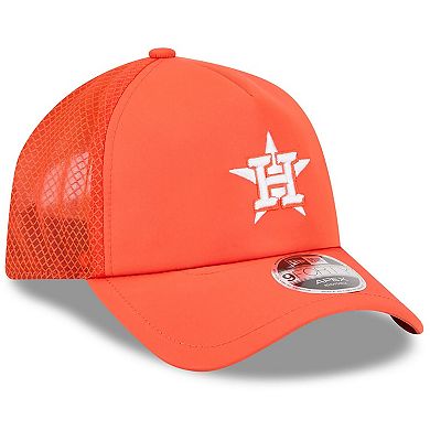 Men's New Era Orange Houston Astros 2026 Batting Practice Apex 9FORTY Adjustable Trucker Hat