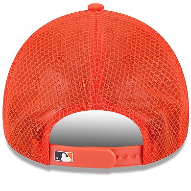 Men's New Era Orange Houston Astros 2026 Batting Practice Apex 9FORTY Adjustable Trucker Hat