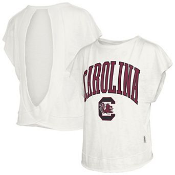 Women's Pressbox Cream South Carolina Gamecocks Nelson Movement Open Back Slub T-Shirt