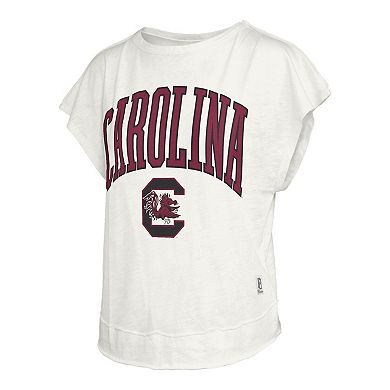 Women's Pressbox Cream South Carolina Gamecocks Nelson Movement Open Back Slub T-Shirt
