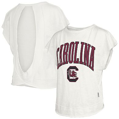 Women's Pressbox Cream South Carolina Gamecocks Nelson Movement Open Back Slub T-Shirt